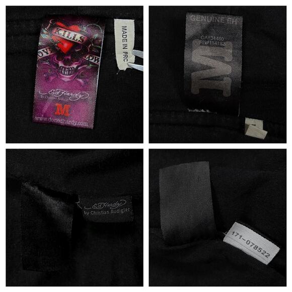 Vintage Ed Hardy Full Zip Hoodie Sweatshirt Faded Black Grunge Goth Emo Y2K - Picture 9 of 16